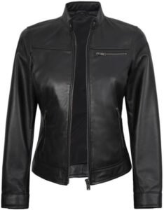 AtelierCuir Womens Faux Leather Stylish Jacket Classic Casual Coat